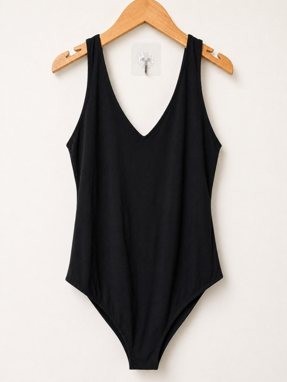 aerie Black Smoothez V-Neck Sleeveless Bodysuit